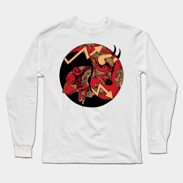 Red Cream Bull and Bear Long Sleeve T-Shirt by kenallouis